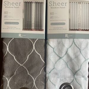 JC Penney Regal Home Bayview Grommet Top Embroidered Sheer Single Curtain Panels